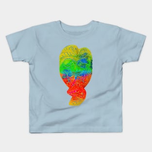 A Bali face mask cut out in bright multicolored pastel Kids T-Shirt